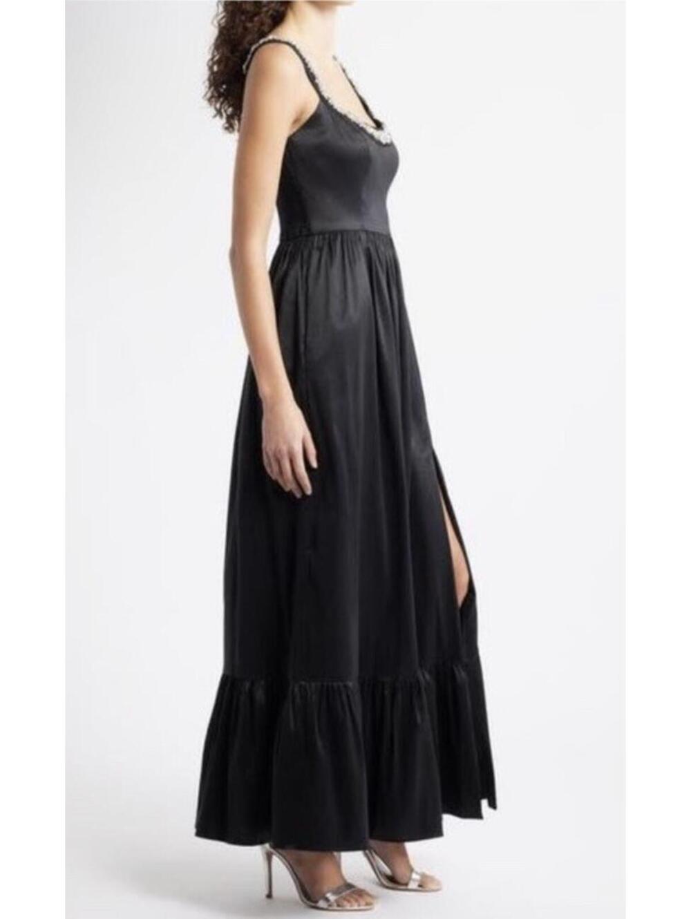 New Hutch Ericha Crystal Embellished Satin Gown In Black Sz 14 $350 - Picture 4 of 16